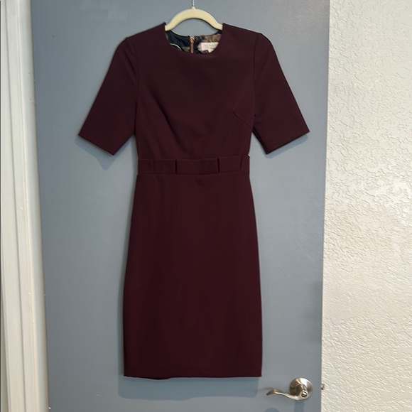 ted baker burgundy dress Ted Baker Emalee Sequin Wrap Plunge Neck Dress Burgundy Glam NWT Size 2 US4-6